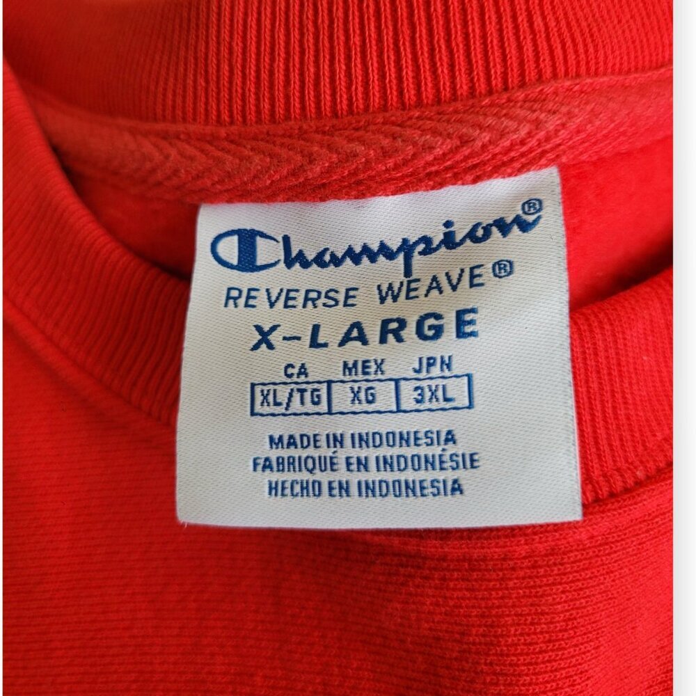 Champion XL Tomato Red Reverse Weave Cropped Sweatshirt Oversized Crewneck - Picture 4 of 9